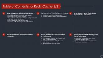 Redis cache it for table of contents ppt powerpoint presentation layouts deck