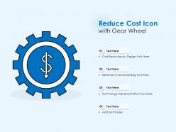 Reduce cost icon with gear wheel