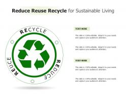 Reduce reuse recycle for sustainable living