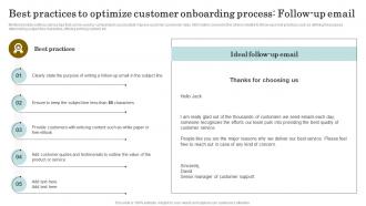 Reducing Client Attrition Rate Best Practices To Optimize Customer Onboarding Process Follow Up Email