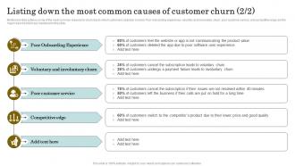 Reducing Client Attrition Rate Listing Down The Most Common Causes Of Customer Churn Pre-designed Graphical
