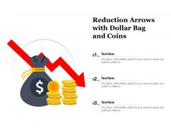 Reduction arrows with dollar bag and coins