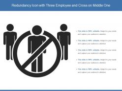 Redundancy icon with three employee and cross on middle one