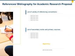 References bibliography for academic research proposal ppt powerpoint visual aids
