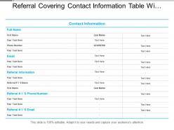 Referral Covering Contact Information Table With Text Boxes