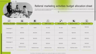 Referral Marketing Activities Budget Allocation Sheet Guide To Referral Marketing