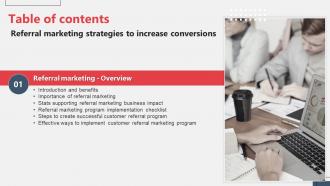 Referral Marketing Strategies To Increase Conversions Table Of Contents MKT SS V