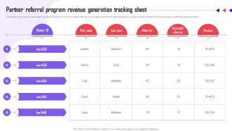 Referral Marketing Types Partner Referral Program Revenue Generation Tracking Sheet MKT SS V