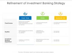 Refinement of investment banking strategy