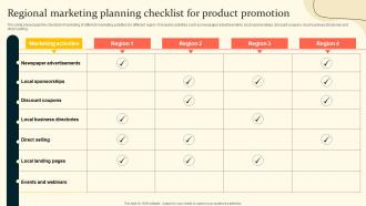 Regional Marketing Planning Checklist For Product Promotion