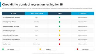 Regression Testing For Software Quality Checklist To Conduct Regression Testing For SD