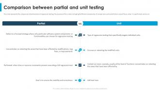 Regression Testing For Software Quality Comparison Between Partial And Unit Testing