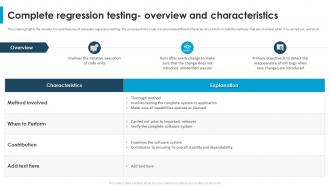 Regression Testing For Software Quality Complete Regression Testing Overview And Characteristics