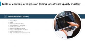 Regression Testing For Software Quality Mastery For Table Of Contents