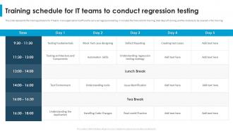 Regression Testing For Software Quality Training Schedule For IT Teams To Conduct Regression Testing