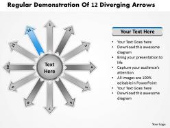 Regular demonstration of 12 diverging arrows radial chart powerpoint templates