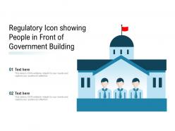 Regulatory icon showing people in front of government building