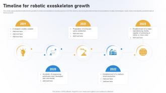 Rehabilitation IT Timeline For Robotic Exoskeleton Growth Ppt Styles Infographic Template