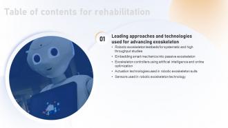 Rehabilitation Table Of Contents Ppt Powerpoint Presentation Slides Introduction