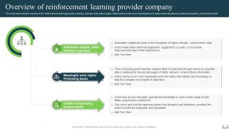 Reinforcement Learning Overview Of Reinforcement Learning Provider Company