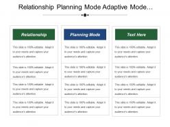 Relationship planning mode adaptive mode entrepreneurial mode proposed actions