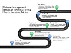 Release management roadmap timeline having year in location pointer