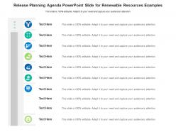 Release planning agenda powerpoint slide for renewable resources examples infographic template