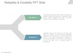 Reliability and durability ppt slide