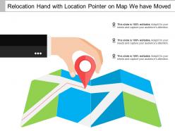 Relocation hand with location pointer on map we have moved