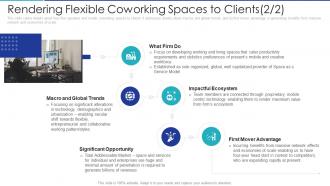 Rendering flexible coworking spaces to clients trends shared office provider investor funding elevator