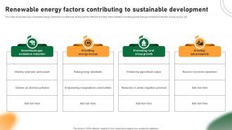 Renewable Energy Factors Contributing To Sustainable Development