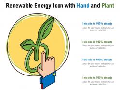 Renewable Energy Icon With Hand And Plant