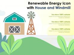 Renewable energy icon with house and windmill