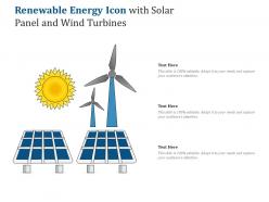Renewable energy icon with solar panel and wind turbines