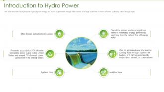 Renewable energy introduction to hydro power ppt demonstration