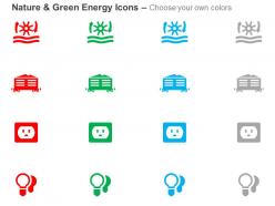 Renewable energy resources power plug bulb ppt icons graphics