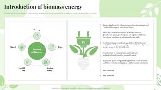 Renewable Energy Sources Introduction Of Biomass Energy Ppt Powerpoint Presentation Icon Gallery