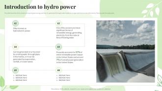 Renewable Energy Sources Introduction To Hydro Power Ppt Powerpoint Presentation Icon Pictures