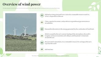 Renewable Energy Sources Overview Of Wind Power Ppt Powerpoint Presentation Icon Vector