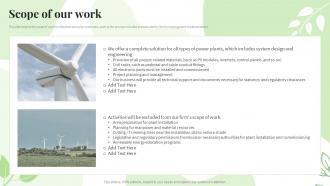 Renewable Energy Sources Scope Of Our Work Ppt Powerpoint Presentation Ideas Graphics