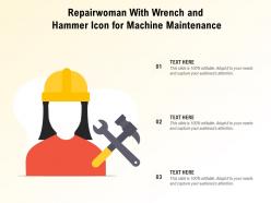 Repairwoman with wrench and hammer icon for machine maintenance