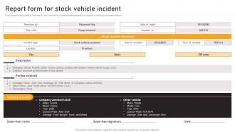 Report Form For Stock Vehicle Incident