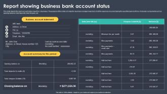 Report Showing Business Bank Account Status