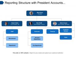 Reporting structure with president accounts treasury customer services