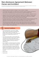 Request Proposal Non Disclosure Agreement Between Owner And Architect One Pager Sample Example Document