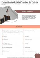 Request Proposal Project Context What You Can Do To Help One Pager Sample Example Document