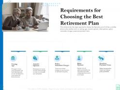 Requirements for choosing the best retirement plan retirement insurance plan