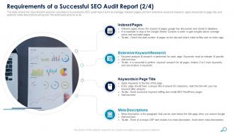 Requirements of a successful seo audit report research ppt show infographic template