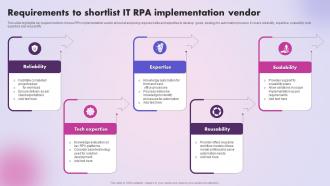 Requirements To Shortlist IT RPA Implementation Vendor