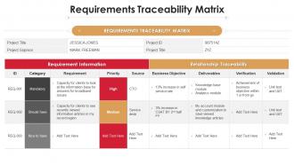 Requirements traceability matrix project analysis templates bundle ppt elements